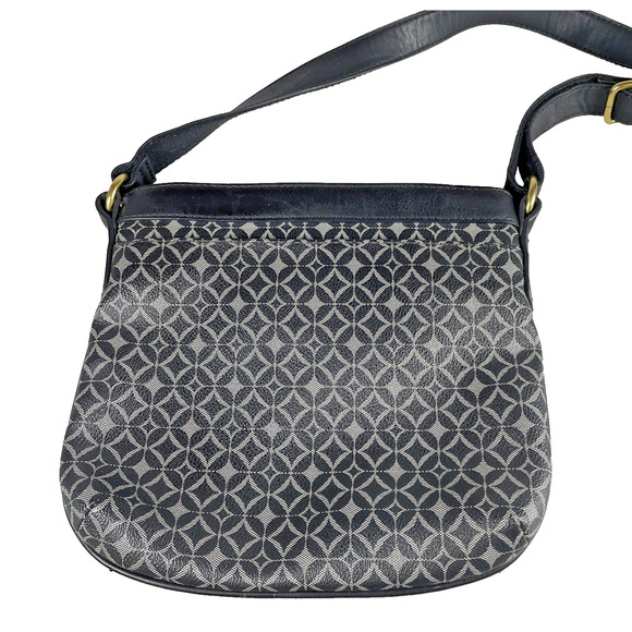 FOSSIL Preston Fiona Black Gray Crossbody Geometric Circle Pattern Faux Leather - Picture 2 of 13